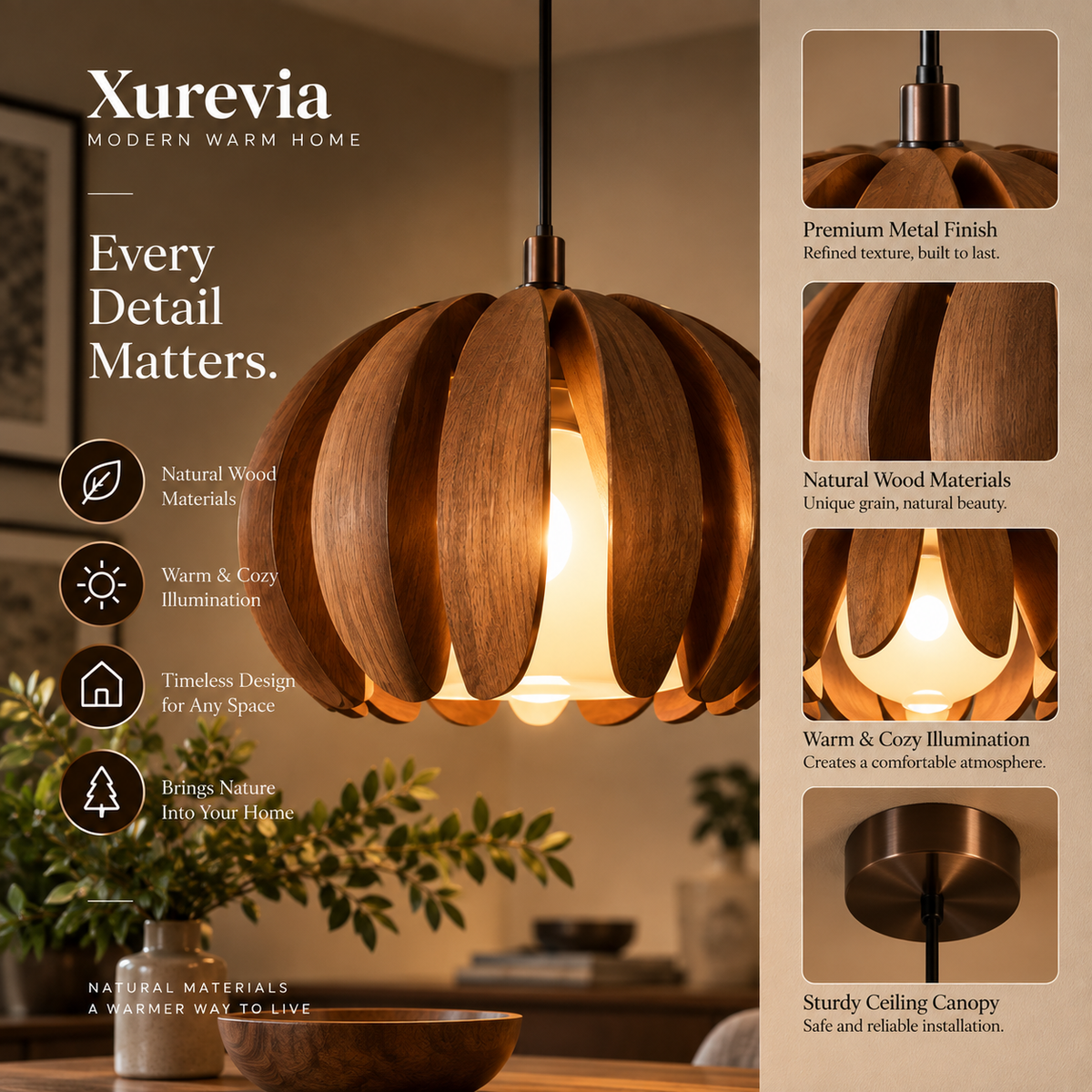 Xurevia Aurelia Wood Pendant