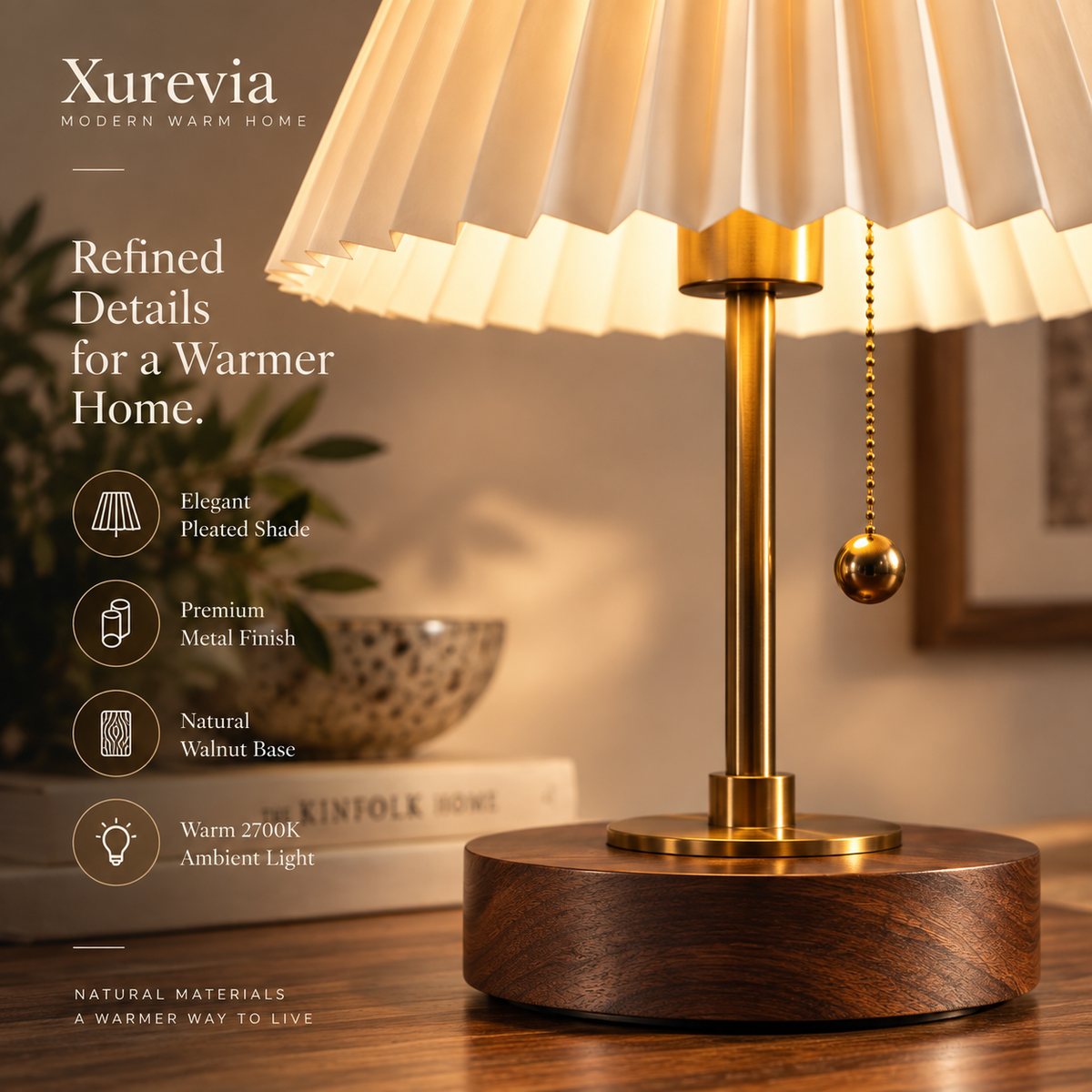 Xurevia Arden Pleated Table Lamp