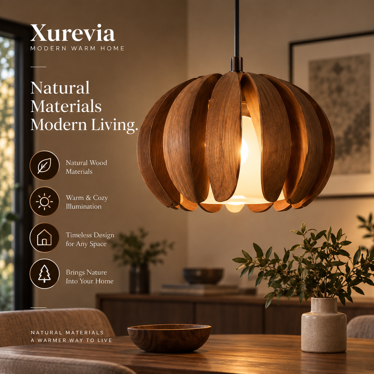 Xurevia Aurelia Wood Pendant