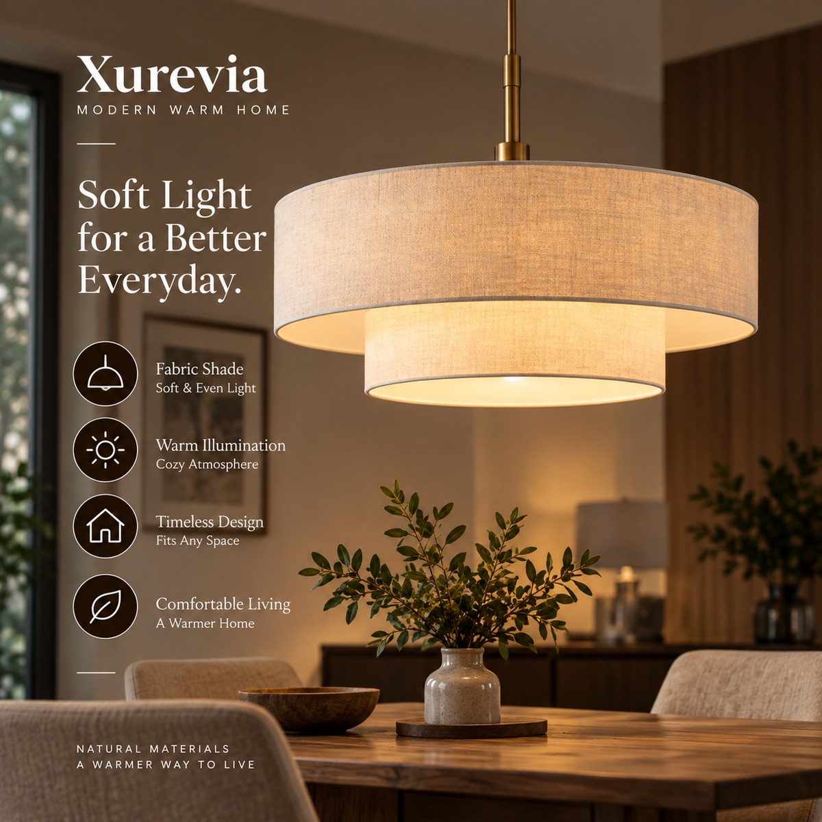 Xurevia Solenne Layered Fabric Pendant